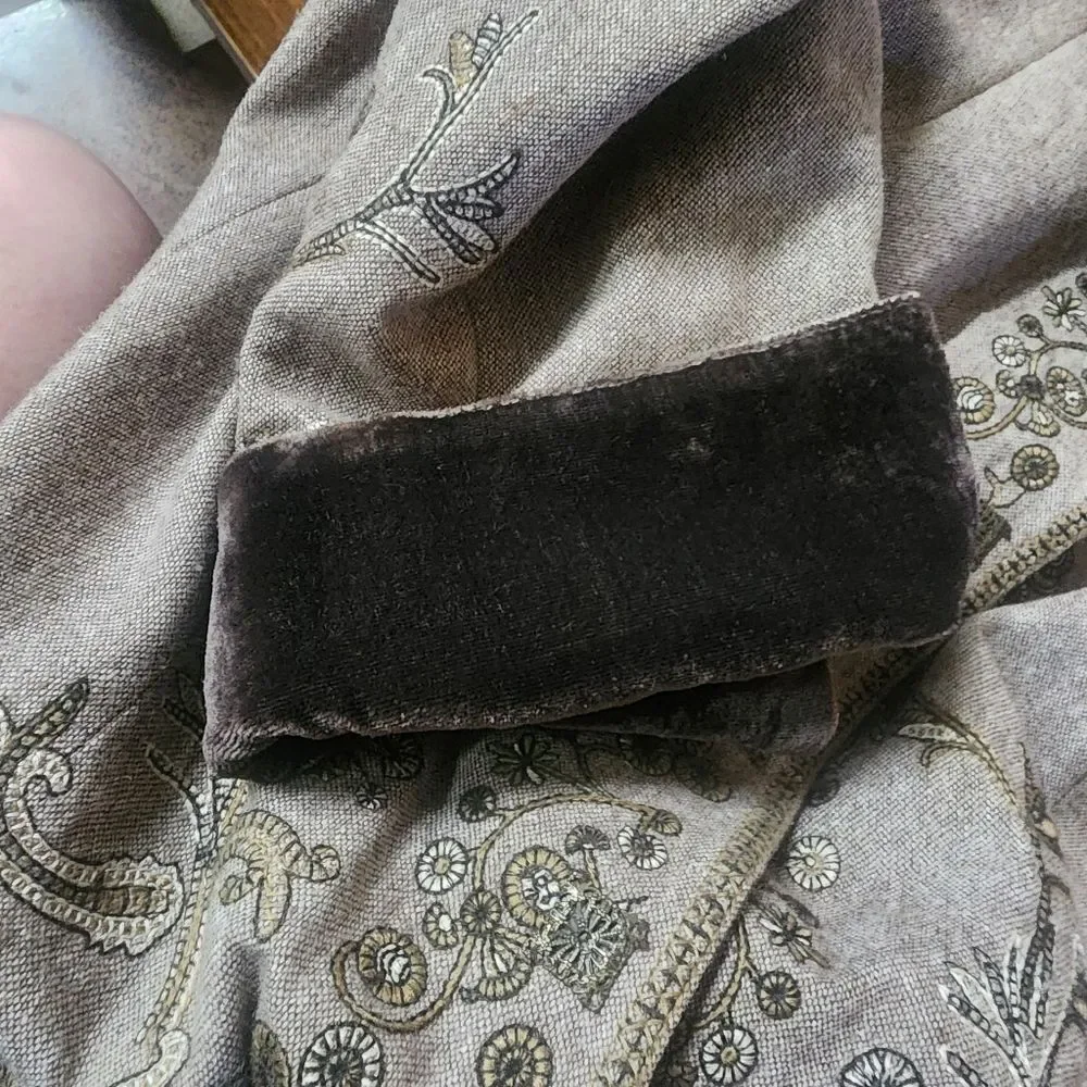 Vintage Blazer Jacket L Wool Blend Floral Embroidered Cottagecore Craftcore - Picture 4 of 6